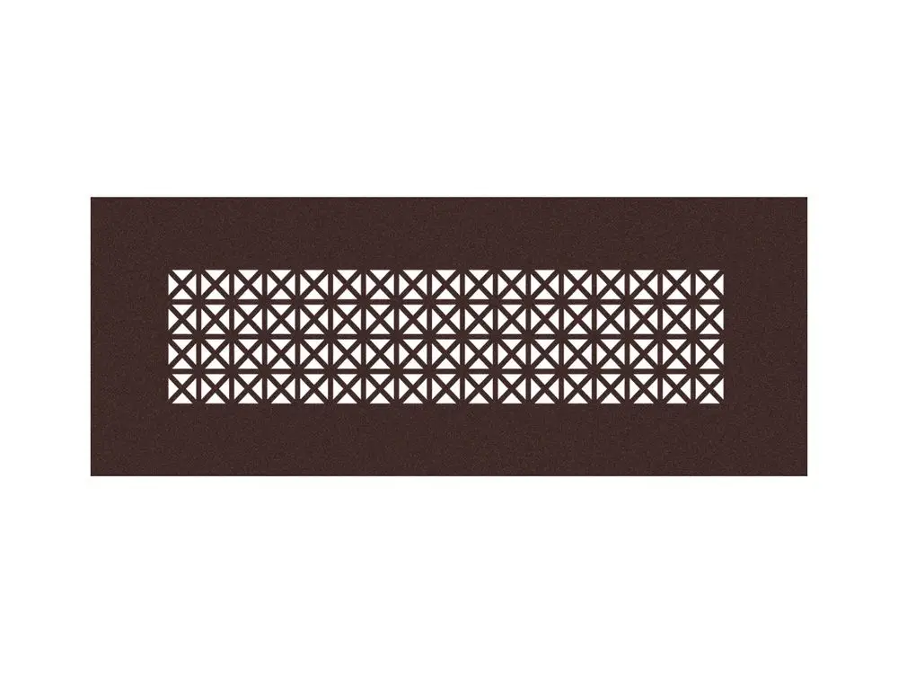 Designgitter von Fränkische mit einem Muster aus durchbrochenen Rauten in einer dunklen bronzefarbenen Oberfläche, geeignet für Belüftungs- und Dekorationszwecke.